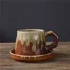 Tasse à café et soucoupe 310 ml, finition jaune pulvérisée.