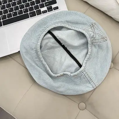 Осенняя винтажная уличная одежда из джинсовой ткани, повседневный складной круглый ковбойский берет на заказ