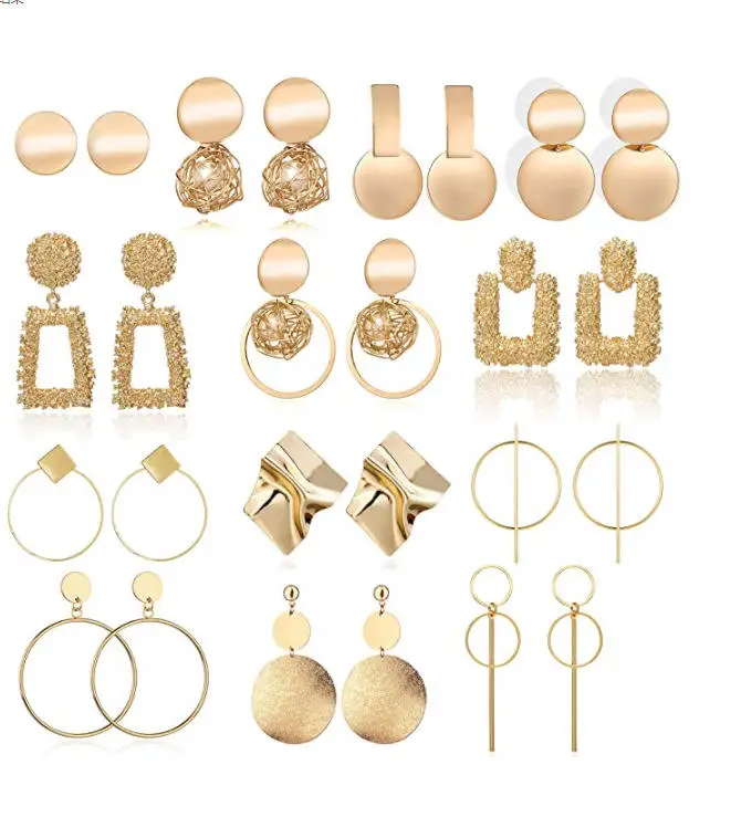 Lefeng Fashion Jewelry Manufacturer Geometric Earring Exaggerated Hammered Vintage Stud Earring