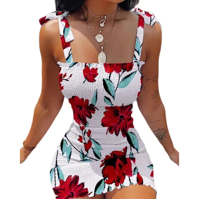 Sexy Sleeveless Casual Mini Dress Print Bodycon