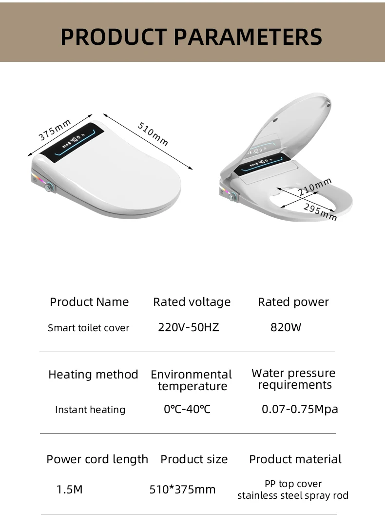 product u v shape universal sterilization constant temperature heating cleaning drying features automatic smart bidet toilet seat241-33