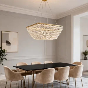 JACKSUN Luxury Modern Chandelier Living Room Pendant Lamp Chandelier for Home Dining Bedroom Golden Crystal