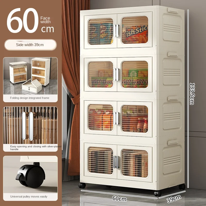 Storage Cabinet Collapsible Rolling Storage Cabinet Good Quality New Arrivals 4 Layer Multifunction Household Plastic Modern