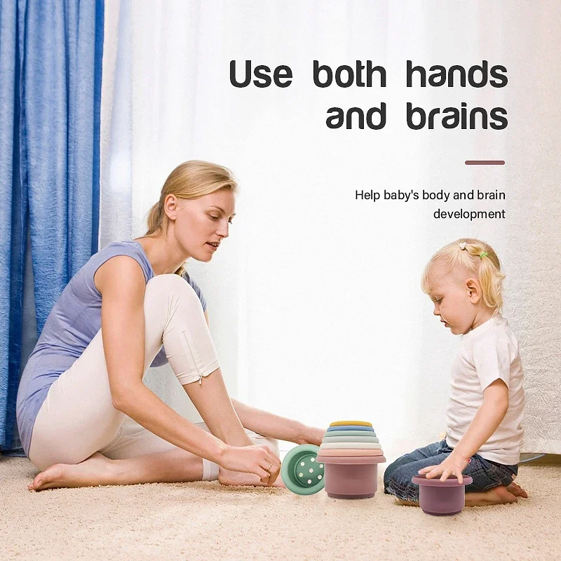 product bpa free silicone stacking sorting nesting blocks early educational intellectual development toy finish the task-5