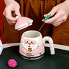 Pink santa claus in colorful box