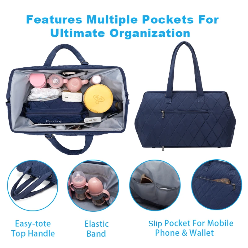 BSCI Factory Supply Customize 5 in 1 Weekender Travel Mom Baby Diaper Bag Set Hospital Maternity Backpack Baby Bags for Girls