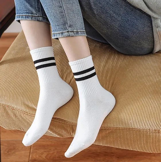 Women Midtube Socks Men Deodorant Cotton Couple Socks Student Stockings ...