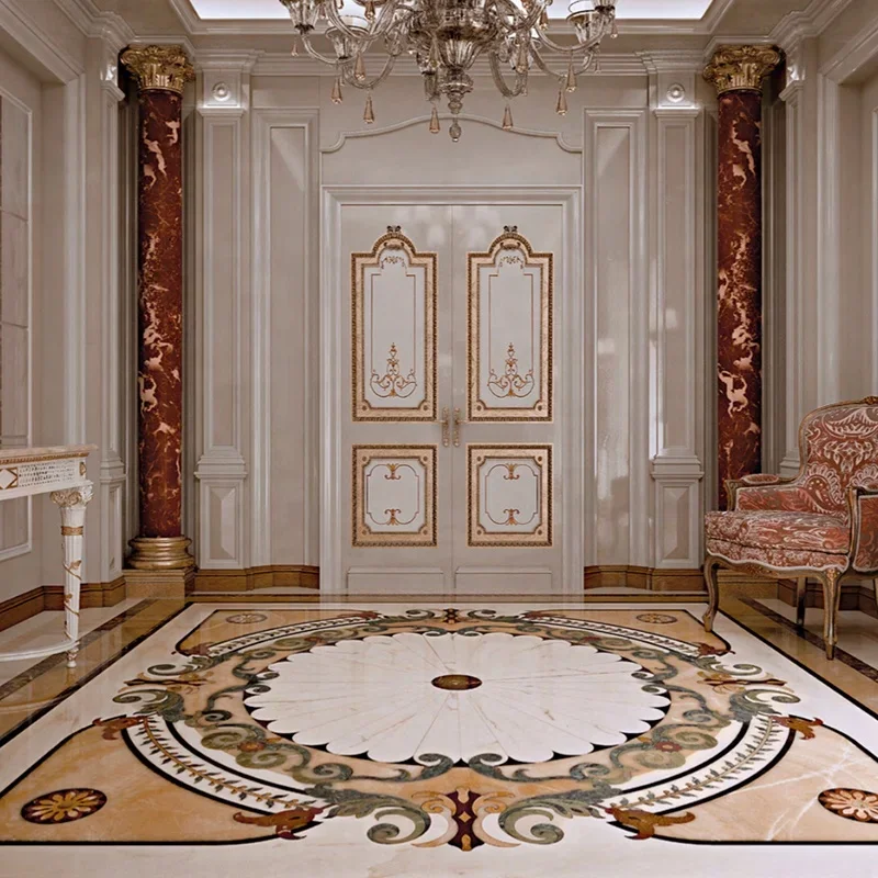 Villa Interior Decoration Luxury Marble Waterjet Medallion For Flooring