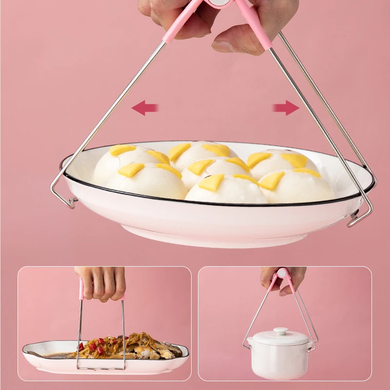 Kitchen Tool Clip Set with Anti-scalding Gloves Hot Plate Gripper Bowl Clips Silicone Rubber Pot Holder Heat Resistant Grips