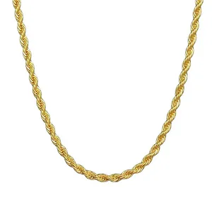 Simple Hip Hop Stainless Steel PVD Gold Plated Wide Twisted Chain Necklace Twist Chain Choker Accessory Jewelry Component