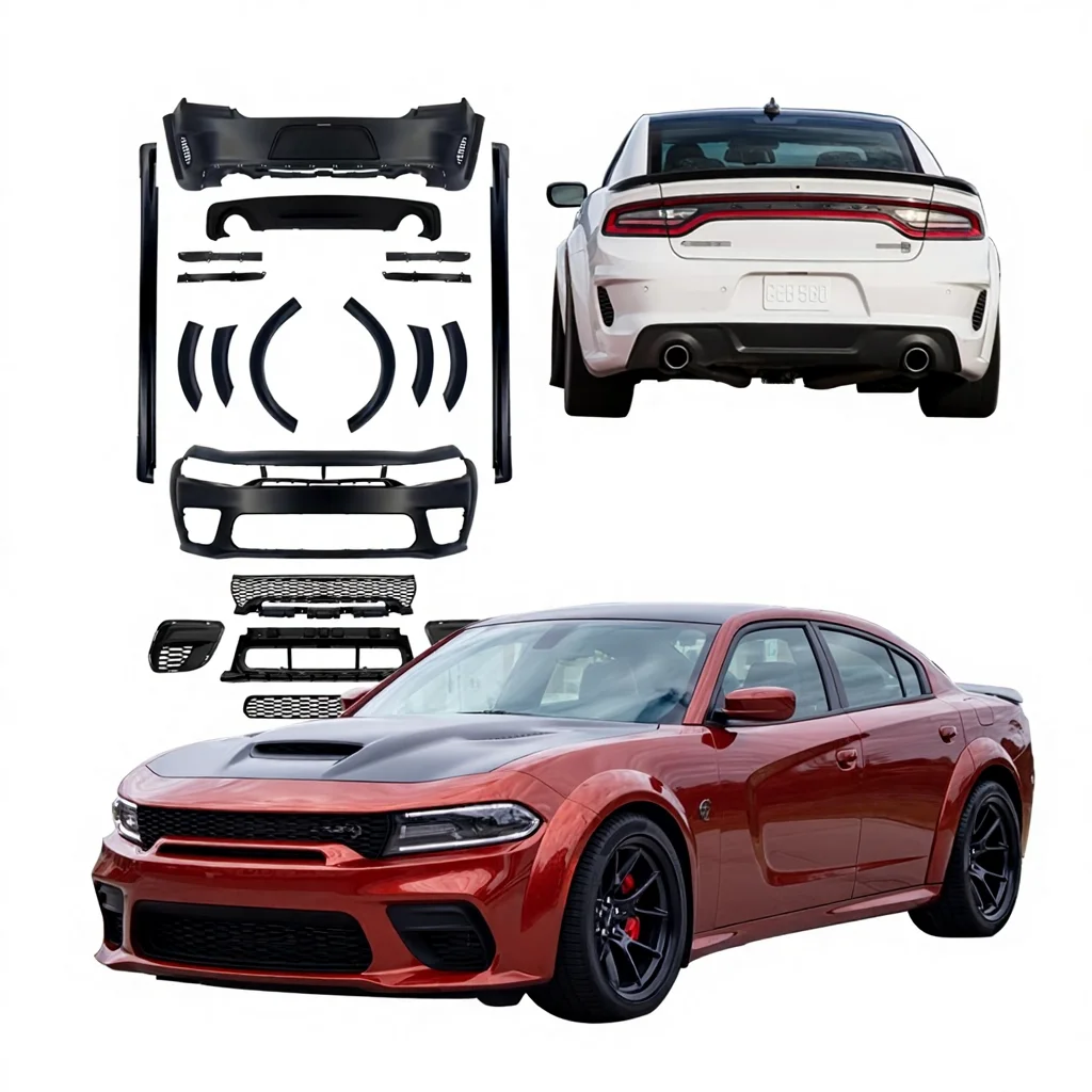 Upgrade Charger SRT Hellcat Style Full Set Wide Body Kit For Dodge Charger Scat Pack Car 2015-2023
