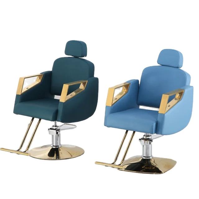 Modern  gold  Beauty Hairdressing Barber Hair Salon Furniture Factory Supply Luxury  recline Style Barber Chair