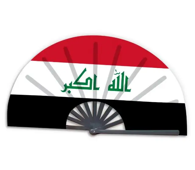 Iraq 2026 Soccer Tournament Flag Fan Folding Hand Fans Rave Fan Clacking Fans For Line Dancing Outdoor,Wedding,Party,Decoration_voghion.com