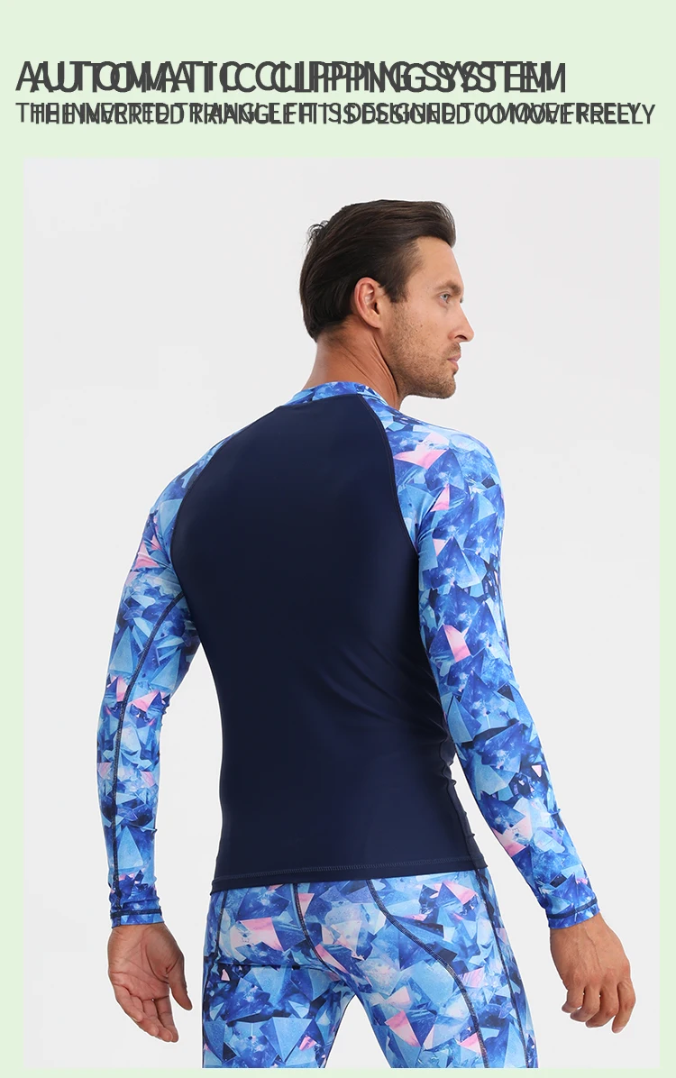 Custom Sublimation Printing Long Sleeve Rashguard Quick Dry Breathable Men's Rashie UPF50+ Rash Guard For Men Sunscreen T-shirt