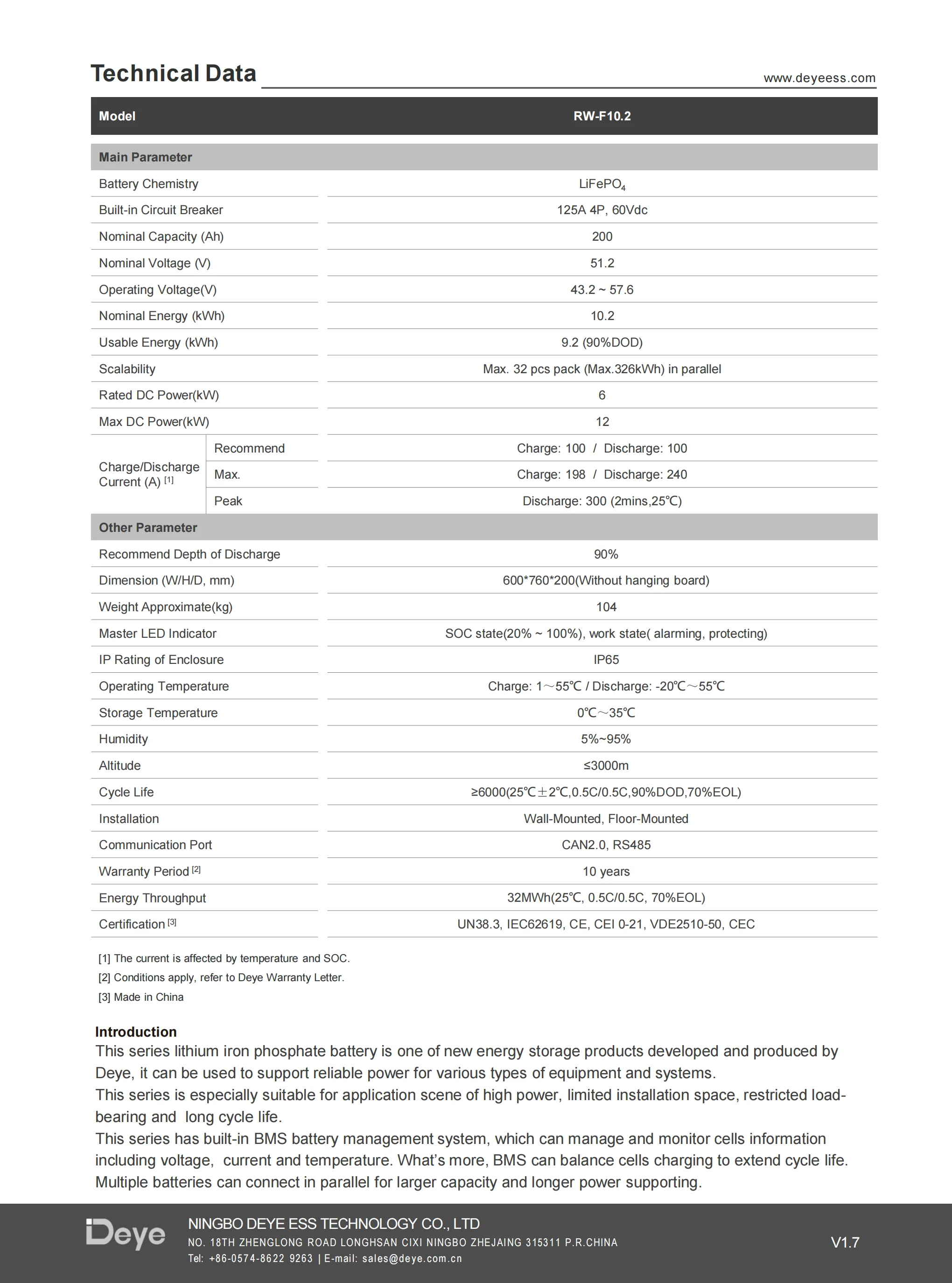 product high performance wall mounted deye rw f102 512v 200ah 10kwh ip65 energy storage lifepo4 lithium battery solar 10 year warranty-3