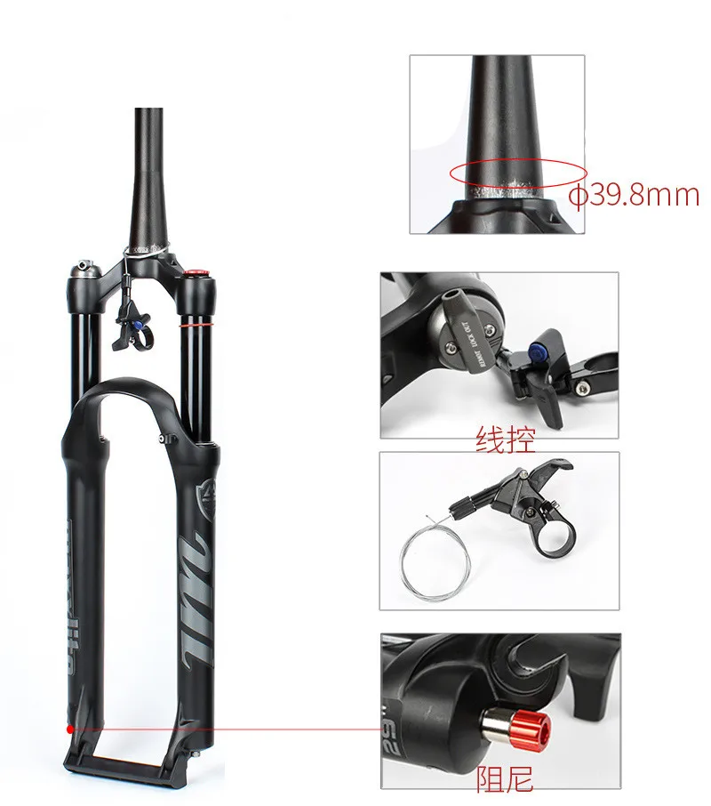 Mountain Bike Air Fork 27.5 29 Inch Orange Air Pressure Fork Front Fork