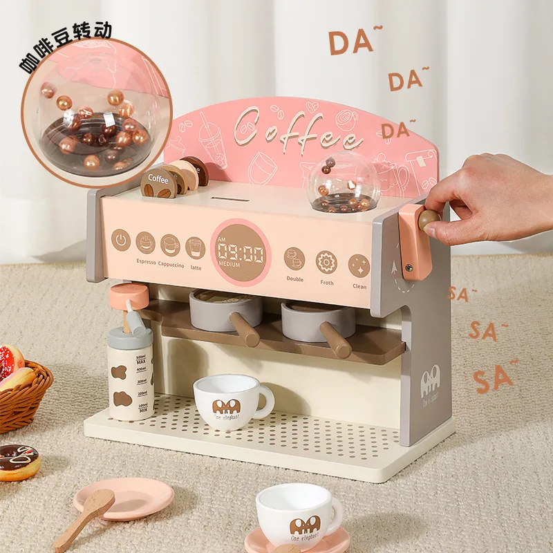 Wholesale Kids Coffee Machine Play Set Montessori Educational Wooden Toys Wooden Espresso Machine Play Set