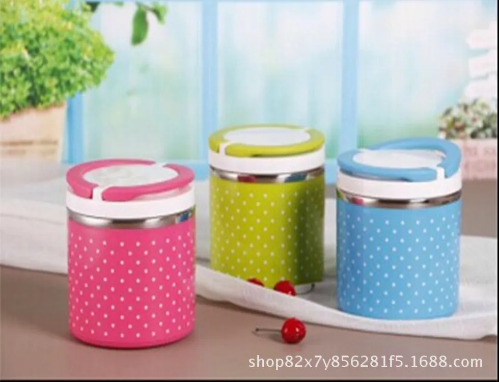 304 Stainless Steel Round Lunch Box Single Layer Portable Student Lunch