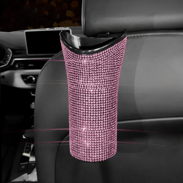 Glitter Headrest Garbage Can Universal Trash Bin Dustbin Organizer Container Multi Hanging Storage Box Bling Car Umbrella Holder
