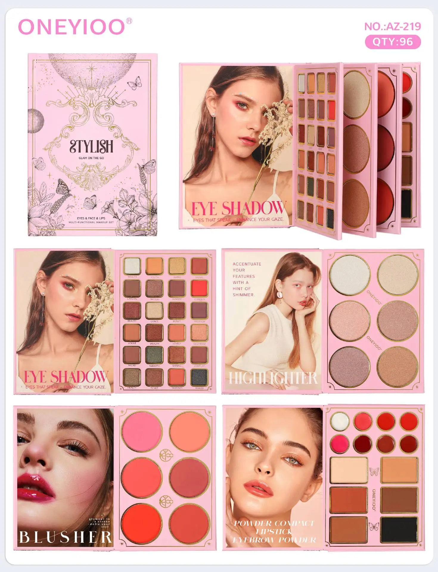 アイシャドウ50色パレットブック4ページONEYIOO工場直販防水女性ギフト