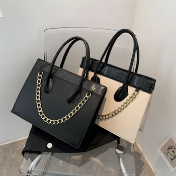New Design bolsas Women Fashion Handbags Croccodle Hand Bag Chains Large Capacity Structured Bags PU Leather Handbag For Ladies