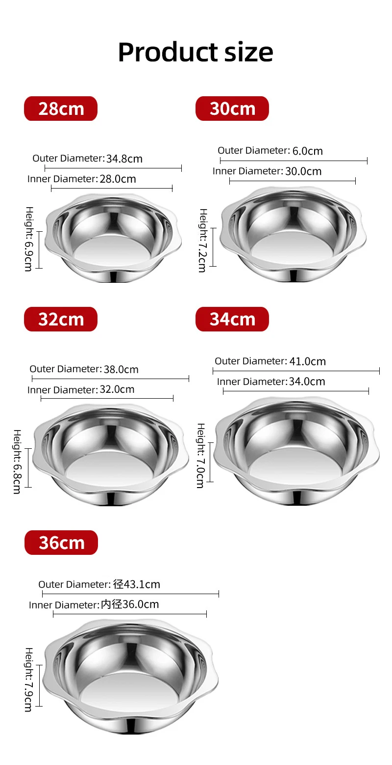 On Sales Promotion Gift Good Price Sun Shape Stainless Steel 0.8mm Family Shabu Shabu Hot Pot Soup Casserole Cooking Hotpot