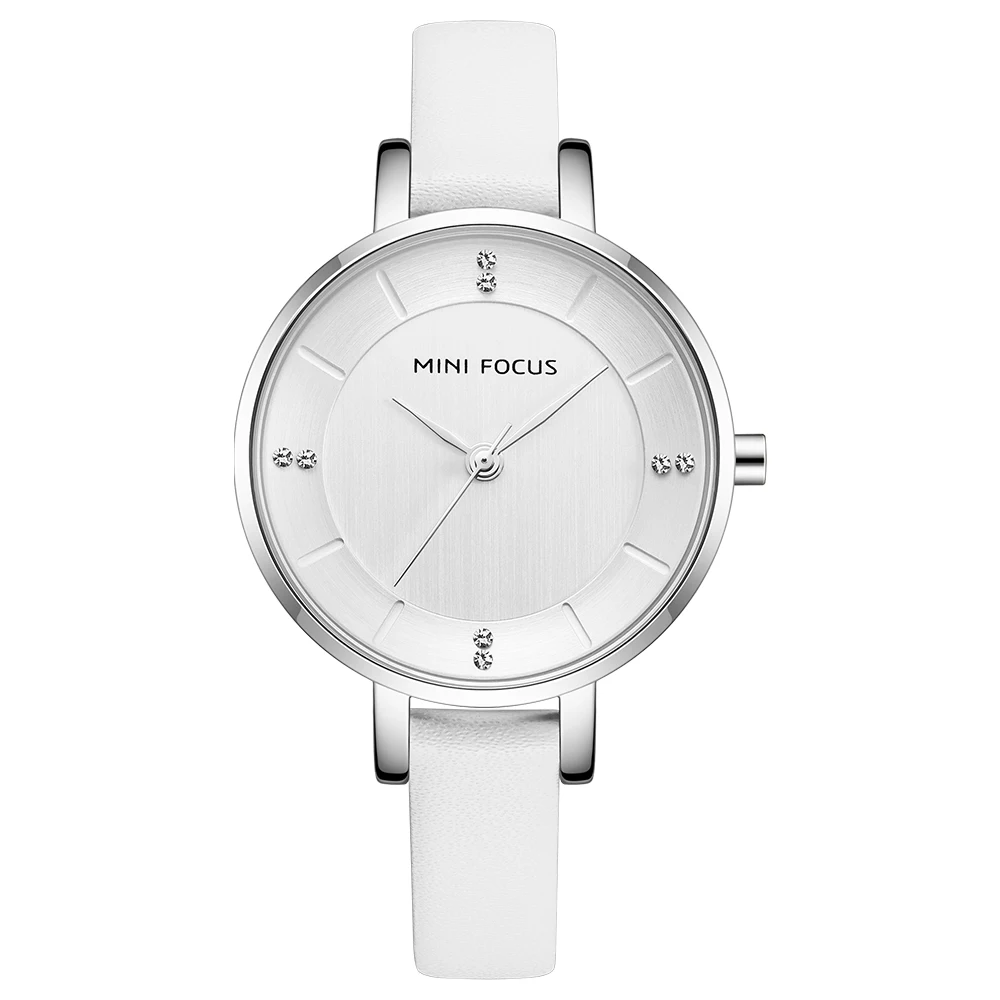 MINI FOCUS the New Listing Latest Quartz Watches for Women Best Price WristWatch 5 ATM Waterproof Genuine Leather Strap MF0255L