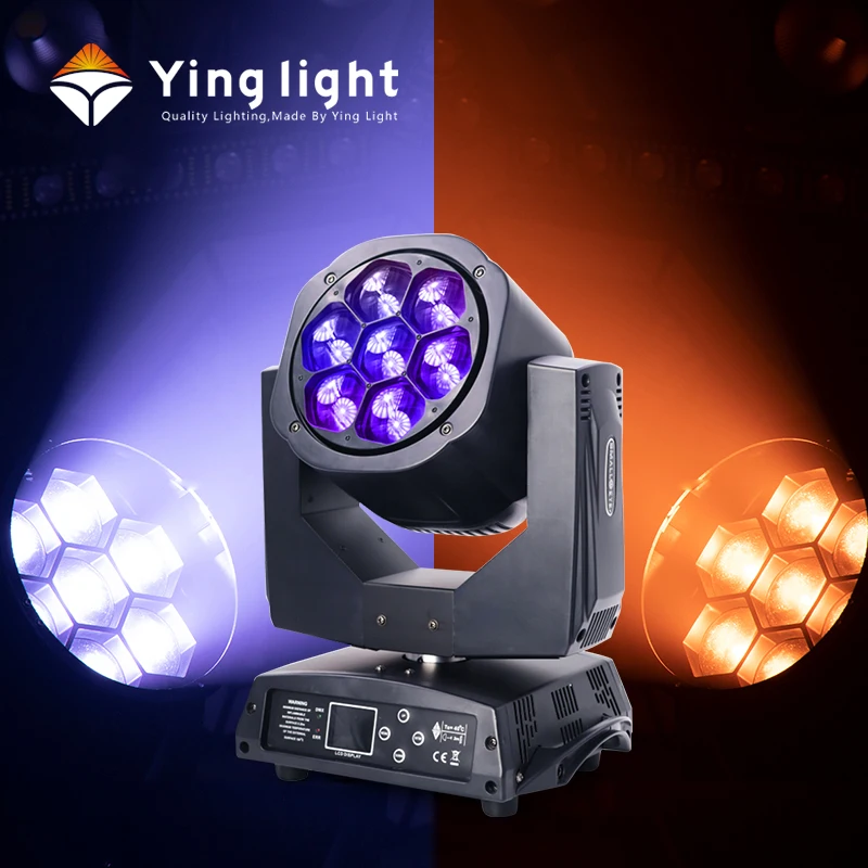 7x15w Ledズーム移动ヘッドライトRGBW 4in1ビーアイズムービングヘッド