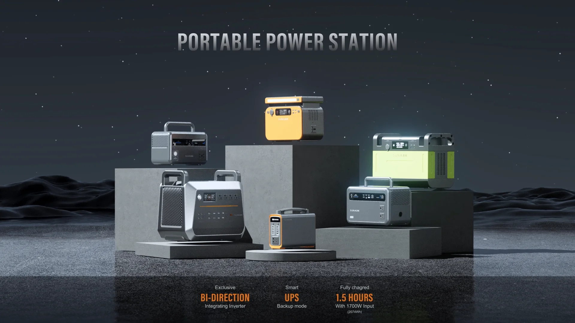 Sunark Portable Power Battery Bank 800w 1000w 220v Camping Solar Pv