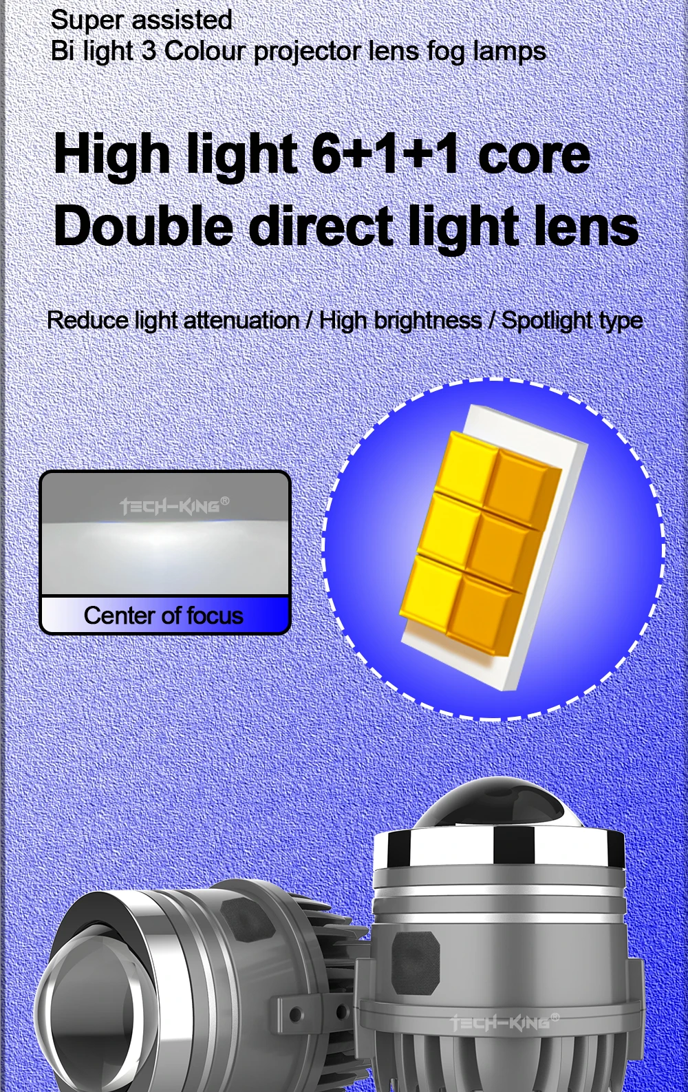 Universal 3 colors 2 inch 80W Bi LED projector lens fog lights Retrofit kit For Toyota For Nissan For Honda laser fog light