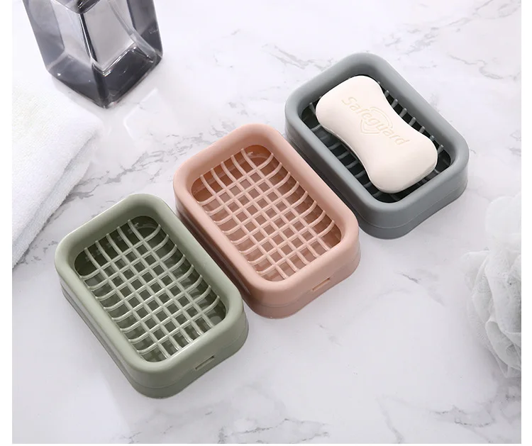 New creative PP bathroom double drain soap box Toilet fashion handmade soap rack soap tray wholesale supplier