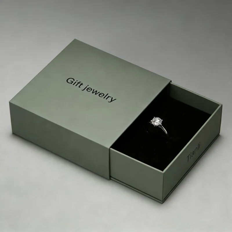 高級感あふれるリサイクル可能なカスタムデザインのスライド式引き出しボックス（フォーム入り）リング、イヤリング、ブレスレットなどのジュエリー包装用紙箱