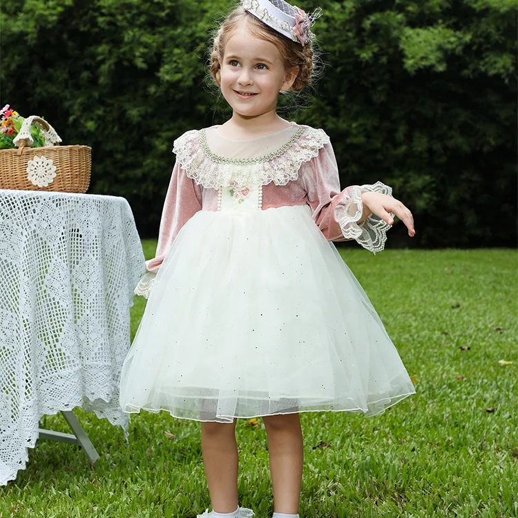 Toddler  Baby Girls  Dress Autumn Long Sleeve Kids Bow Princess Collar Dresses Costume