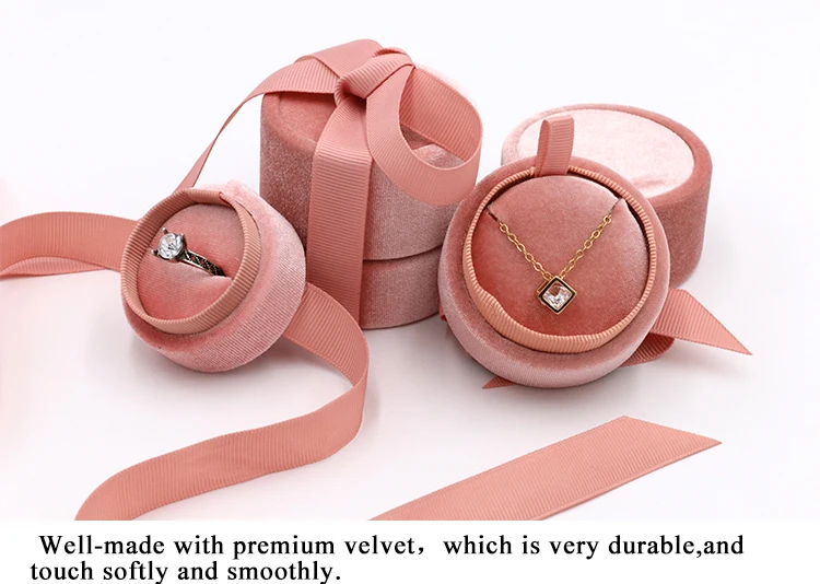 Wholesale Custom Velvet Jewelry Box Ribbon Pendant Necklace Ring Box