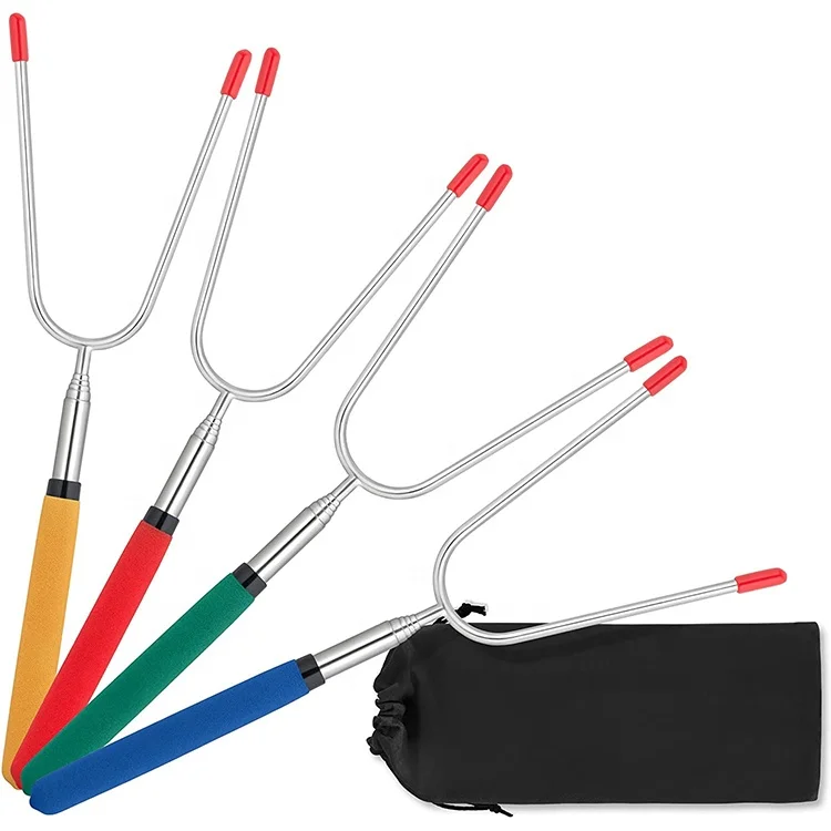 Hot Dog Roaster Tyenaza 3Pcs Barbecue Forks, Multifunctional Stainless Steel Smores Roasting Sticks