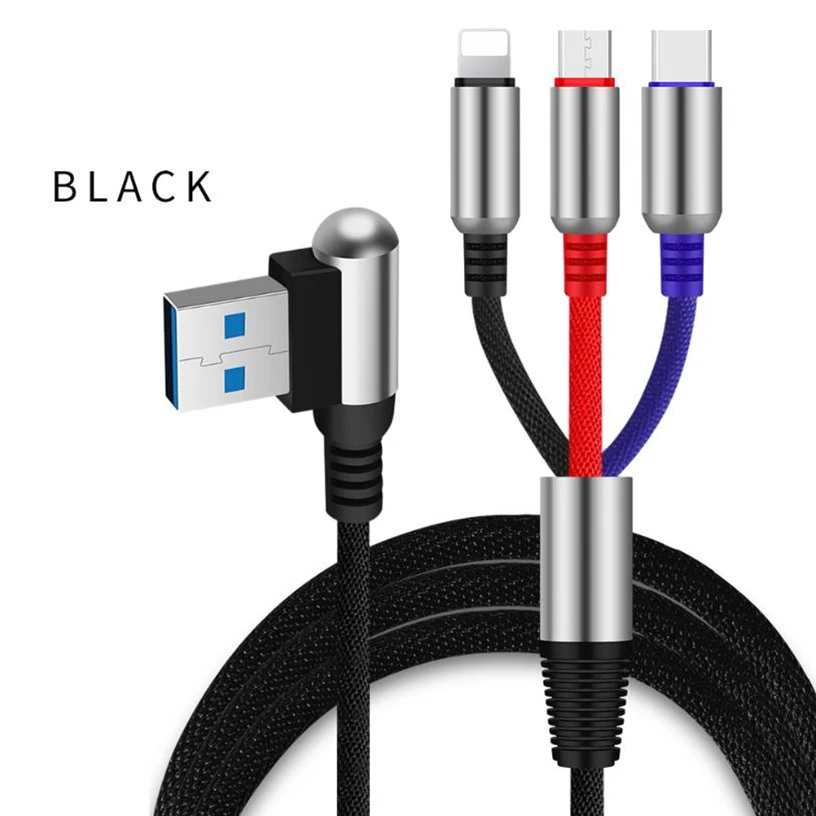 Products Nylon Braided Fast Charging Three in One Data Line - ANKUX.COM