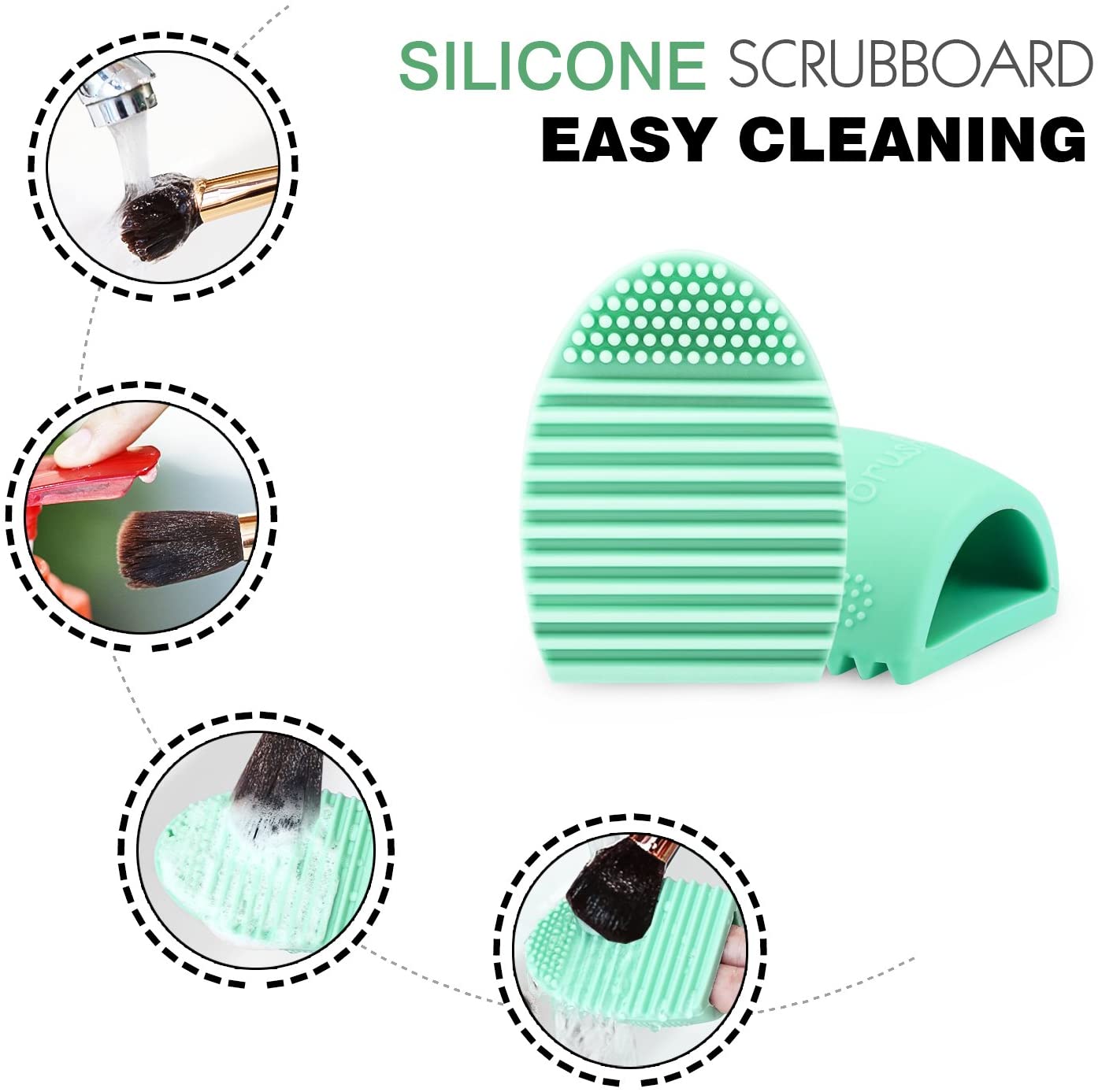 Luxspire Makeup Brush Cleaner Brushegg Cleaning Mat Cosmetic Scrubber Mat And 26-Holes Drying Rack