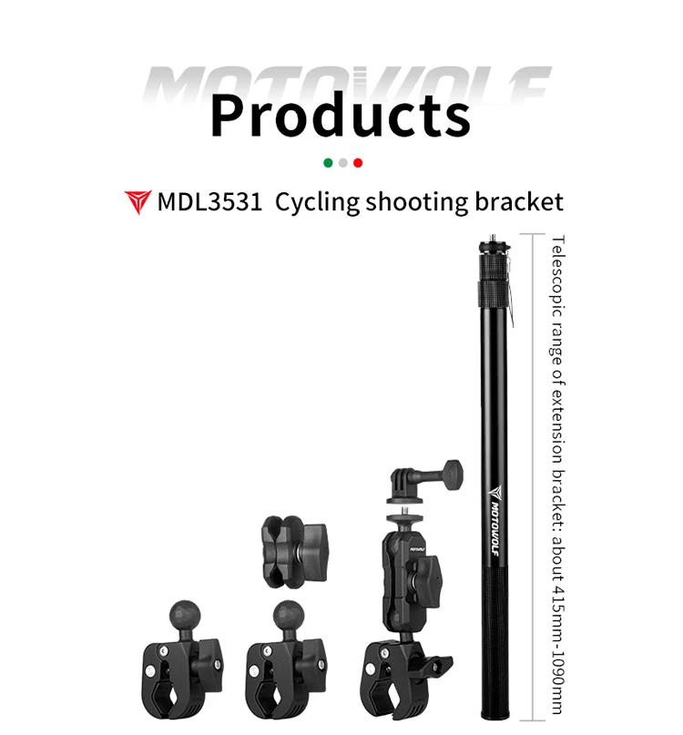 MOTOWOLF Motorcycle Multifunctional Adjustable Aluminum Alloy Camera Holder for Motorcycle