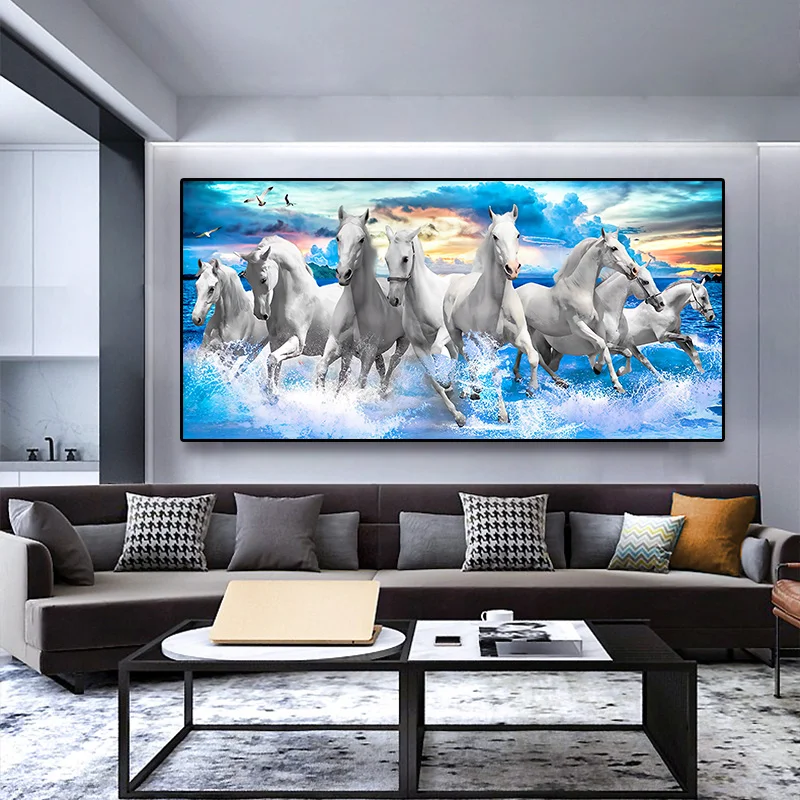 Living Room Decor Running Horses Pictures Modern Animal Prints Posters