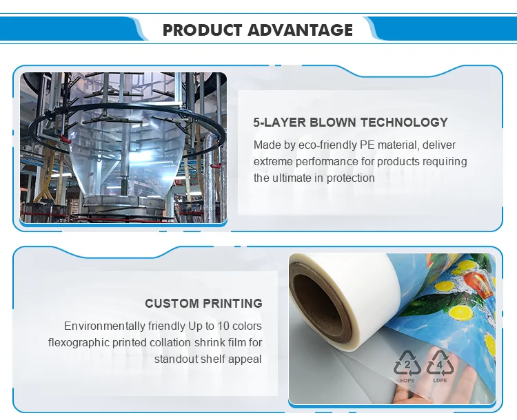 LDPE Shrink Film Soft PE Moisture Proof Transparent Packaging Roll for Beverage Bottles 40-90mic