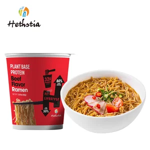Vegan Beef Flavor Instant Noodles High Fiber Low Sodium High Protein Plant-Based Ramen Box Packaging