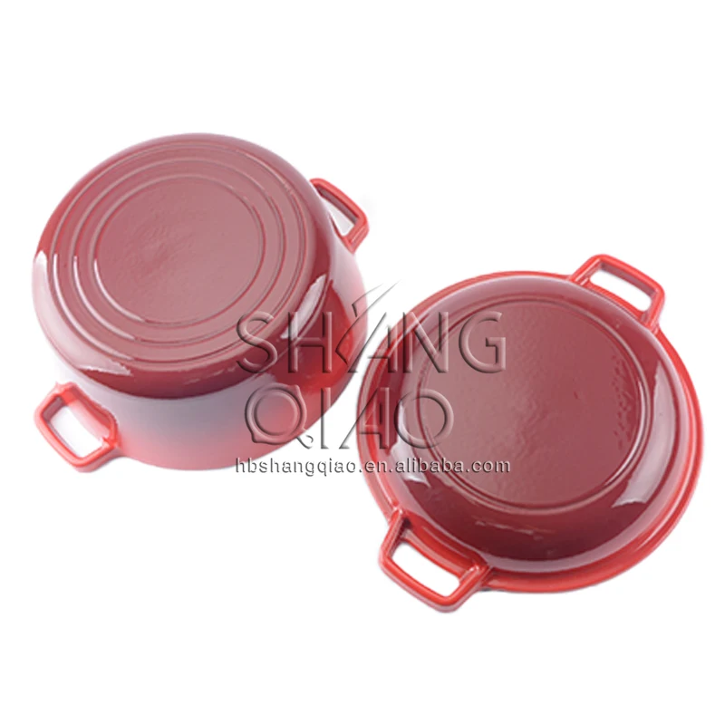 Non-Stick Premium Enameled Double Use 2-in-1 Cast Iron Dutch Oven with Skillet Lid