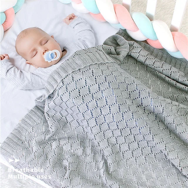 Hot selling summer new baby blanket newborn boys girls knitted hollow hugging blanket baby windproof cover quilt