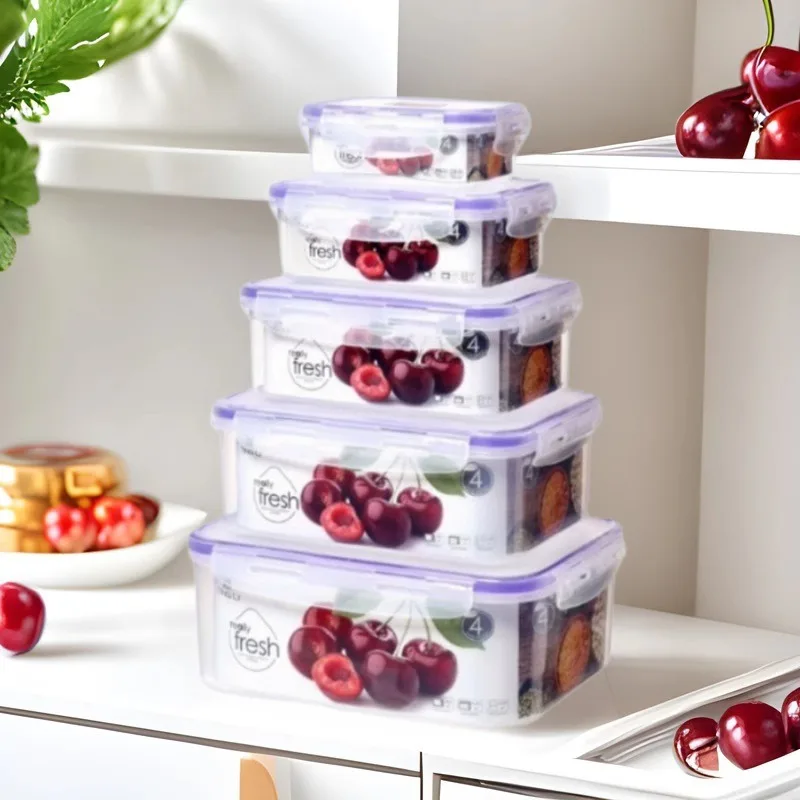 Organisation du rangement domestique – Ensemble de 5 récipients en plastique pour la préparation des repas et le stockage des aliments, design moderne, boîtes à déjeuner avec couleurs personnalisables