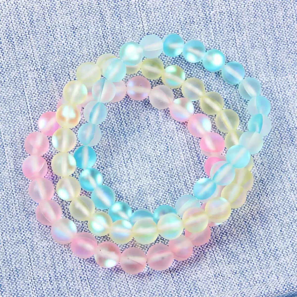 Glowing Mermaid Glass Bracelets Matte Shining Stone Handmade Beads
