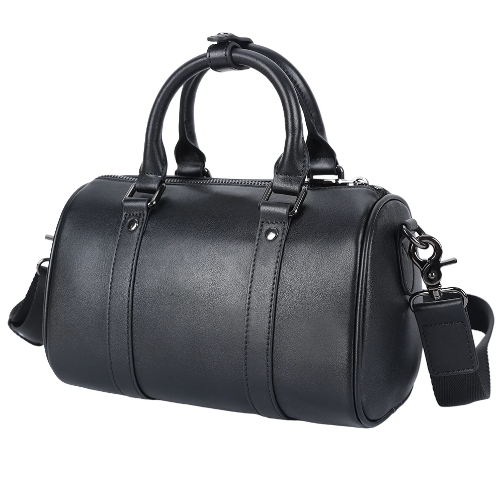 Full Grain Leather Messenger Bag Real Cowhide Black Nature Genuine Leather Shoulder Travel Crossbody Sling Bag