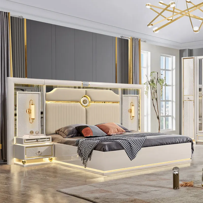 Wholesale MDF King Size Upholstered Bed Modern Luxury