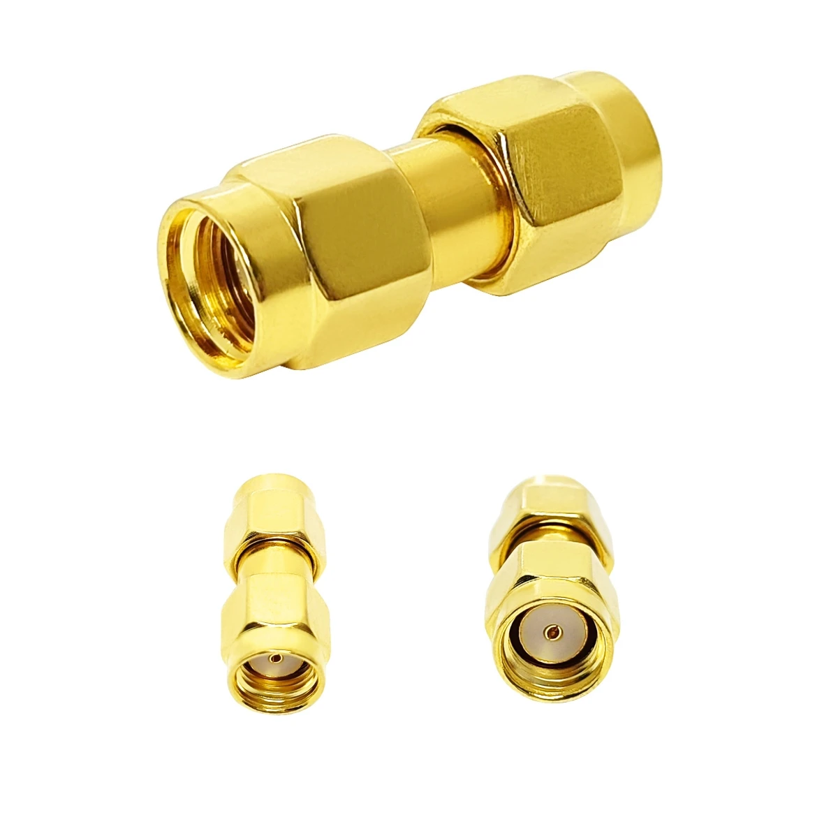 Factory Directly Rp SMA Adapter Reverse Polarity Sma Male to RP Sma Plug Macho Brass Straight  Rf Coaxial Adaptor Rohs