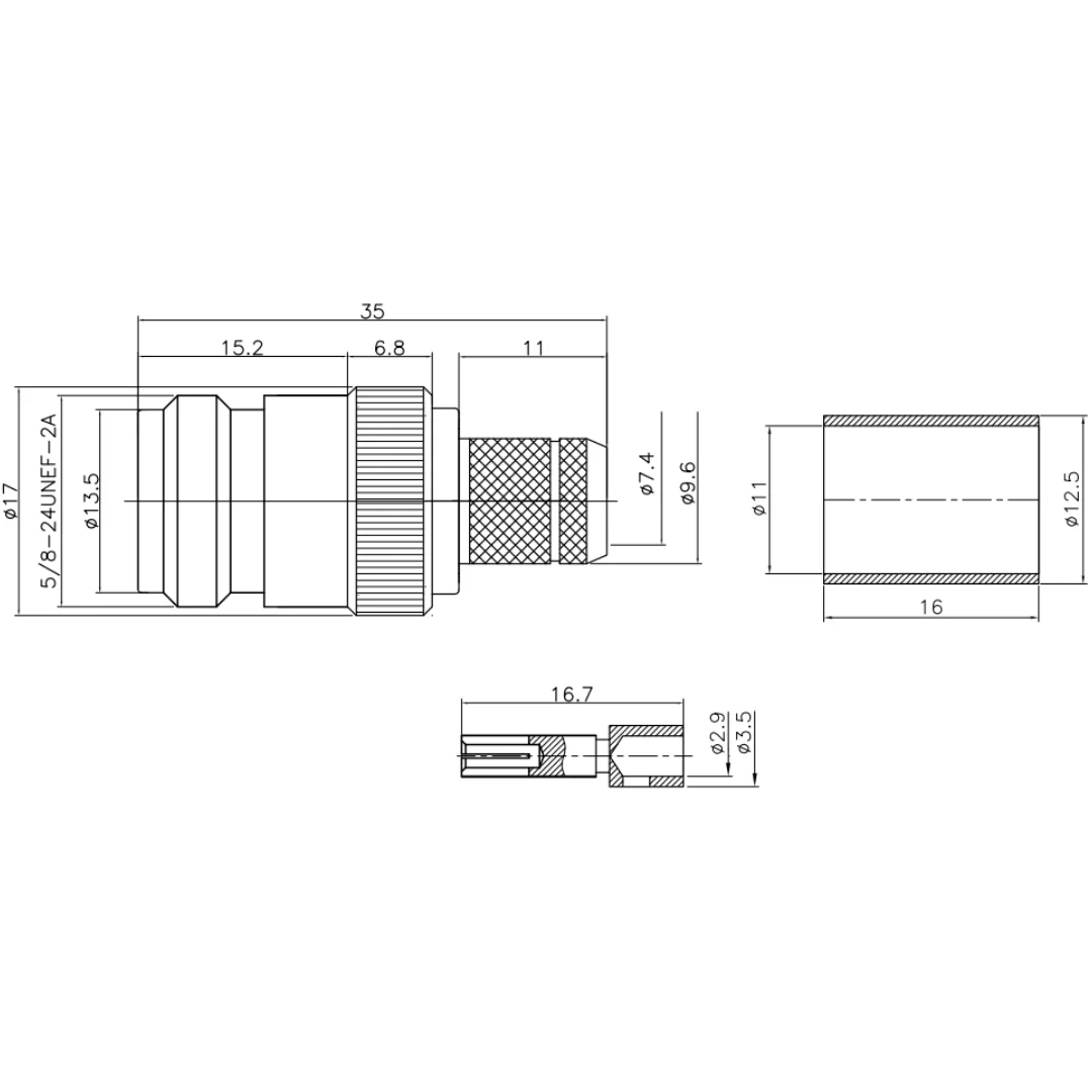 product high performance n c k7d coaxial connector 50ohm n type female jack connector crimp 7d fb 400 for communication equipment-3