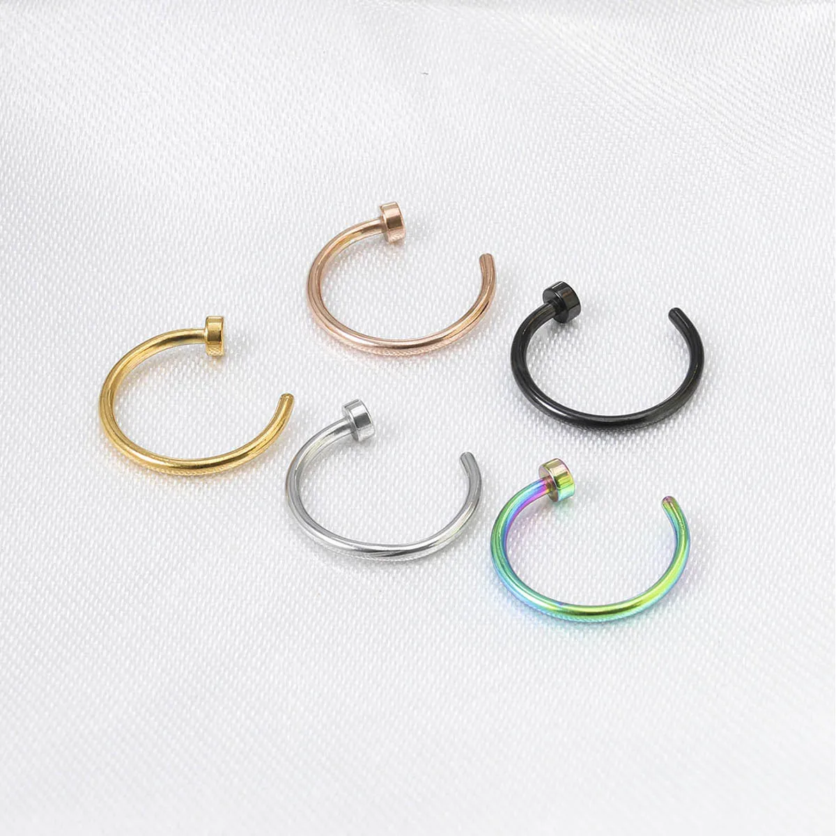 double fish hook nose Punk Double Fishhook Fake Piercing Nose Rings